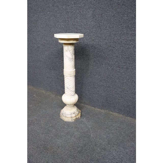 Italian Carved White Marble Pedestal Stand With Swivel Top For Sale In Philadelphia - Image 6 of 9