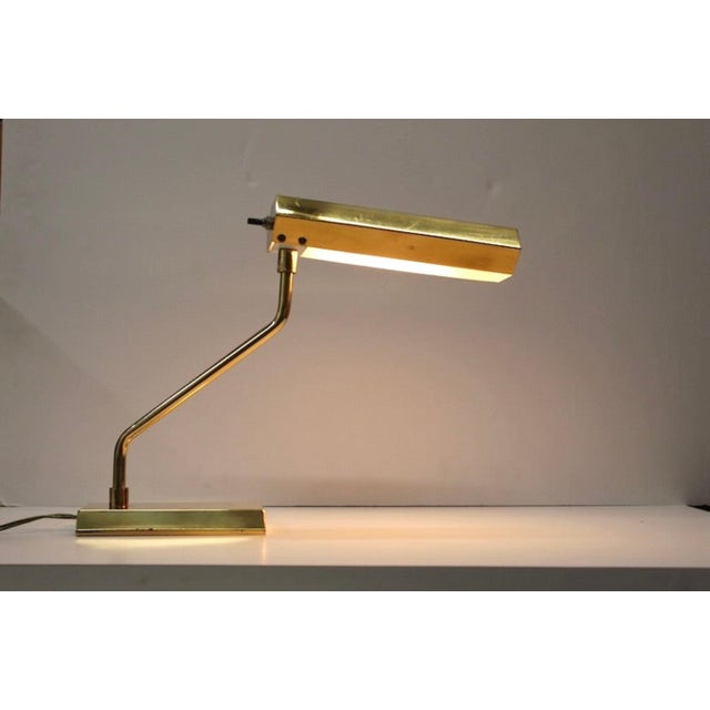 Frederick Cooper 1970s Mid Century Modern Angular Brass Desk Lamp For Sale - Image 4 of 6
