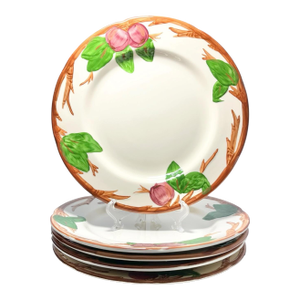 1970s Franciscan “Apple” Set of 5 Oversized Earthenware Dinner Plates