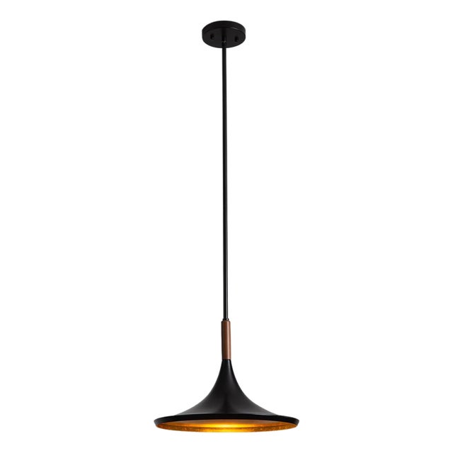 Lodi Pendant Light 10"d Small - Matte Black, Walnut For Sale