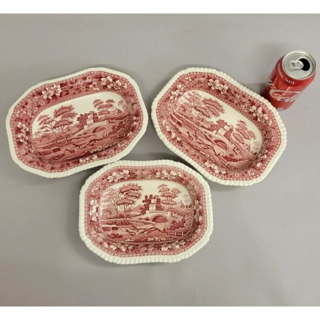 English Copeland Spode's Tower Red Transferware Nesting Serving Dishes Bowls - Set of 3 For Sale - Image 3 of 10