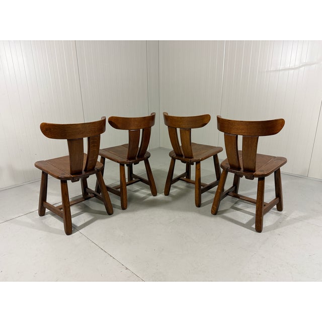 Brutalist Oak Dining Chairs, 1970s, Set of 4 For Sale - Image 9 of 16