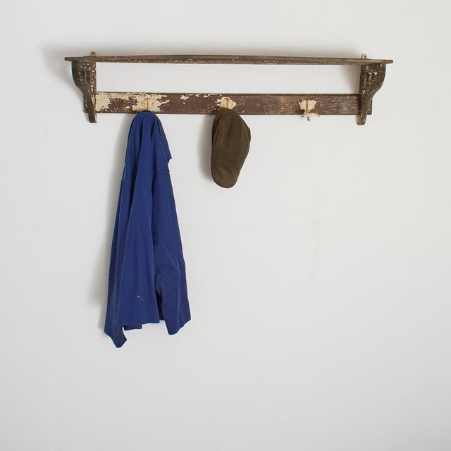 Vintage Wooden Luggage Wall Coat and Hat Rack An original wooden wall mounted luggage rack salvaged from a French station...