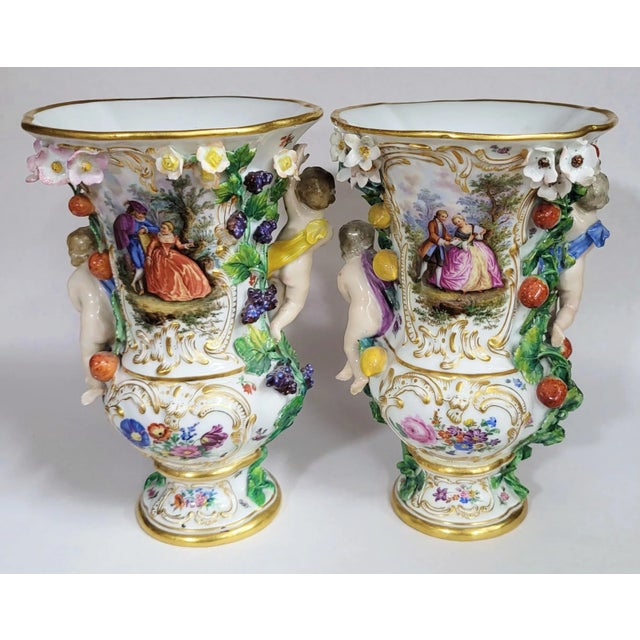 Fresh from an exquisite New York City collection, we have a pleasure to offer you this gorgeous PAIR of Antique Meissen...