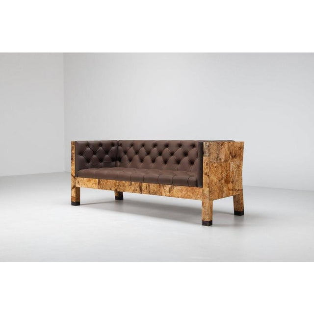 Wood Sculptural Birchwood Sofa in Birch Bark and Leather from Werner Neumann, the Netherlands, 2010 For Sale - Image 7 of 18