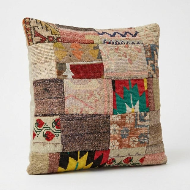 This beautiful 19'' x 20'' hand-woven Kilim pillow cover was made from an authentic Turkish kilim. The traditional flat-...