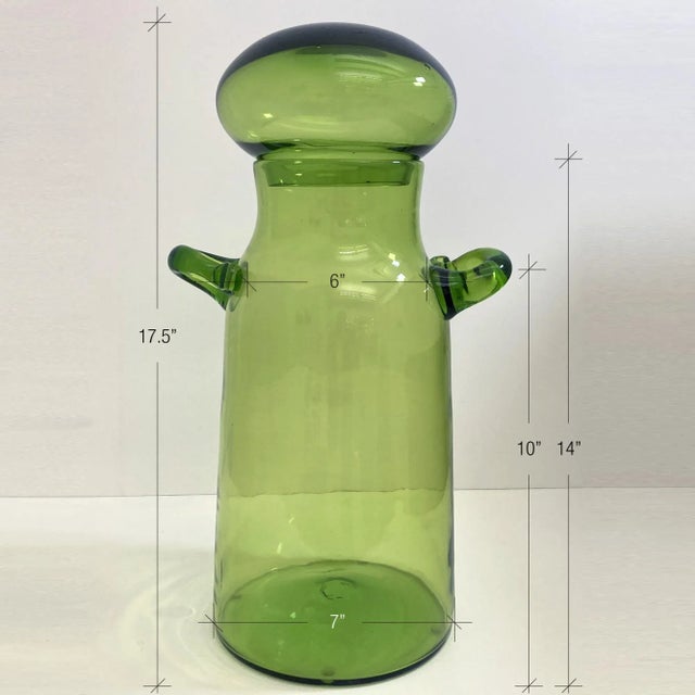 Green Vintage Blenko Large Covered Decanter, Design by Nickerson For Sale - Image 8 of 8