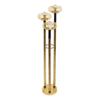 Midcentury Floor Lamp in Brass and Murano Glass, 1970s For Sale