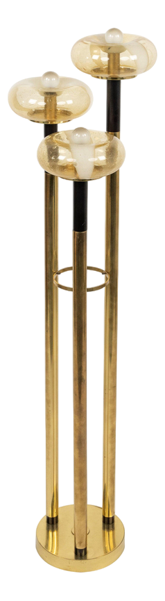 Midcentury Floor Lamp in Brass and Murano Glass, 1970s
