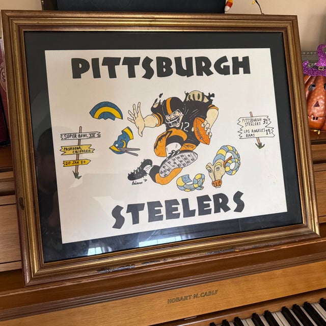 Ink Blue Bohanon Hand Drawn Pittsburgh Steelers Art Work For Sale - Image 8 of 8