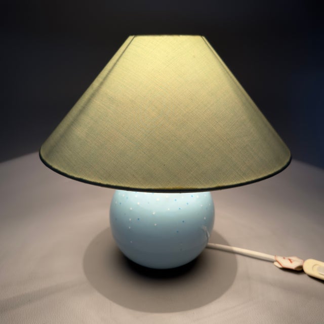 Da Vinci Blue Polka Dot Ceramic Sphere Table Lamp, 1970s For Sale - Image 6 of 14