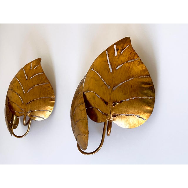 Large Mid-Century Double Leaves Monstera Sconces by Hans Kögl, 1970s, Set of 2 For Sale - Image 12 of 18