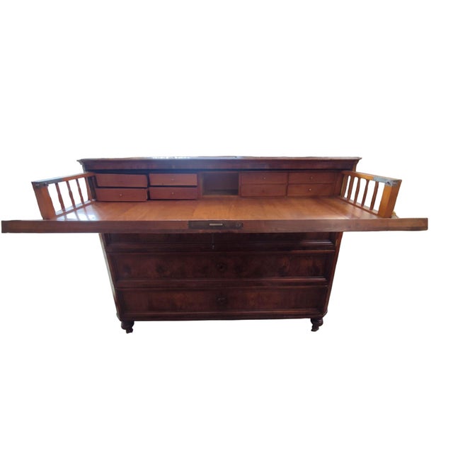 Late 19th Century Antique Secretaire with Drop-Leaf Top Drawer and Internal Drawers in Briar Root, 1890 For Sale - Image 5 of 13