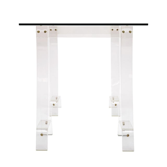 1970s Period Mid-Century Modern, Lucite and Glass Desk, French For Sale - Image 5 of 9