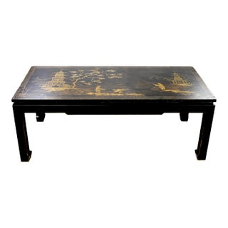 Vintage Gilded Hand-Painted Wonderful Chinoiserie Tabletop Coffee Table For Sale