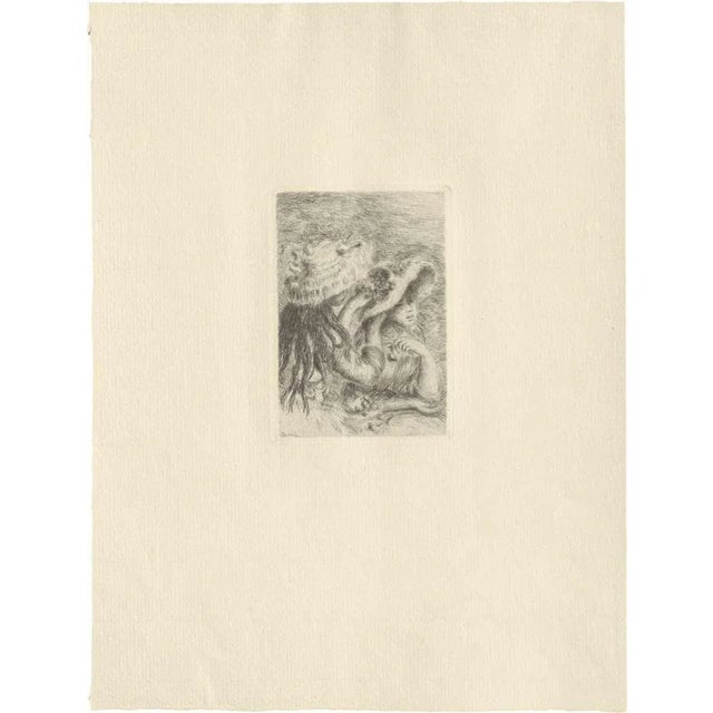Le chapeau épinglé (La fille de Berthe Morisot et sa cousine) 3e planche. Etching realized by Renoir in 1894. Image...