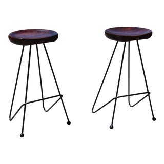 Mid Century Modern Greta Grossman Style Bar Stools- a Pair For Sale