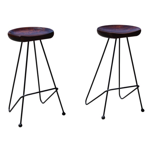 Mid Century Modern Greta Grossman Style Bar Stools- a Pair For Sale