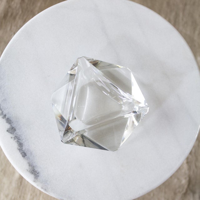 Baccarat or Murano Style Faceted Crystal Ashtray or Catchall. For Sale - Image 10 of 12