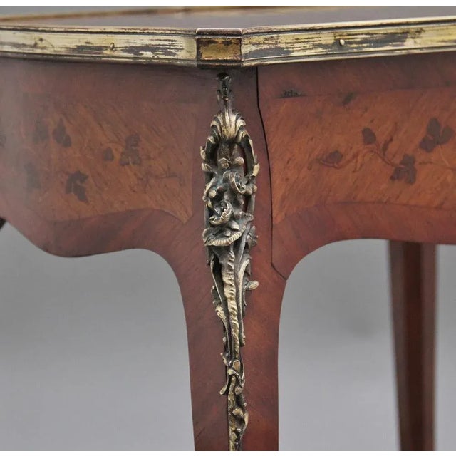 19th Century French Freestanding Kingwood and Marquetry Side Table, 1880s For Sale - Image 11 of 13