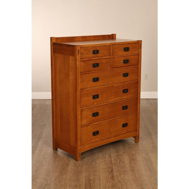 Stickley Mission Collection Oak Tall Chest Of Drawers Featuring Solid Oak Construction, Exposed Joinery, And Traditional...