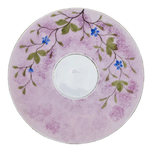 Vintage Lilac and Blue Floral Saucer - Hand-Painted Porcelain Accent Plate For Sale