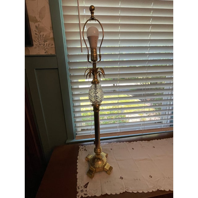 Vintage Waterford Crystal 35" Pineapple Hospitality Buffet Lamp - Brass (Model Lbu35a) For Sale In Philadelphia - Image 6 of 15