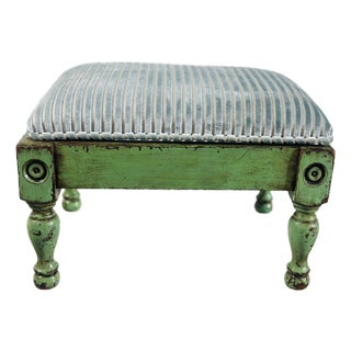 Vintage Footstool, Recovered in Brunswick Velvet For Sale