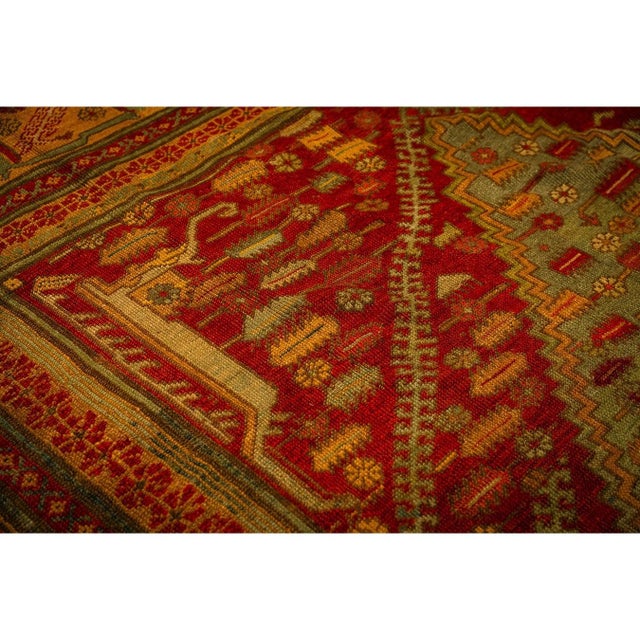Red 1890s Red Field Medallion Knotted Wool Antique Oushak Turkish Decorative Rug For Sale - Image 8 of 9