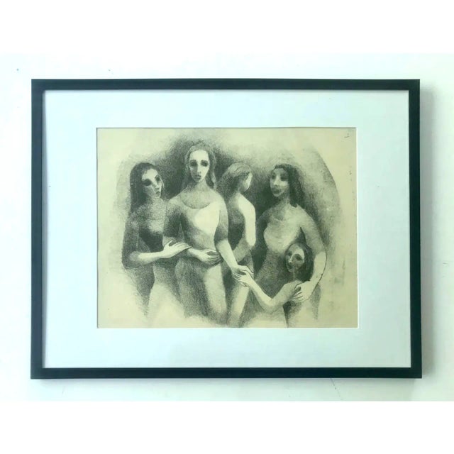 Original drawing/sketch attributed to Barbara Leckberg . Acquired from the artist's estate, reminiscent of Picasso's "Les...