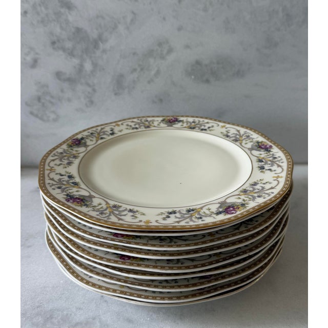 Art Nouveau Set of 9 Vintage Baronet Dinner Plates in the Duchess Pattern For Sale - Image 3 of 12