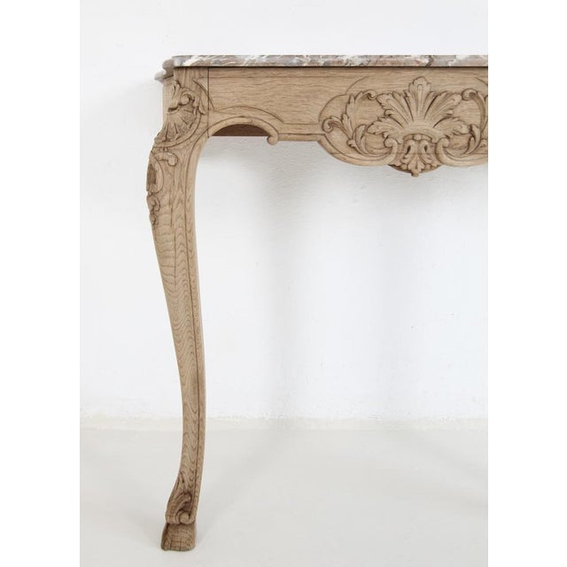 Small Louis XV Oak and Marble Top Console Table, 1920s For Sale - Image 11 of 18