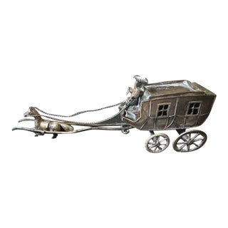 Vintage Dutch Silver Miniature Carriage and Horses For Sale