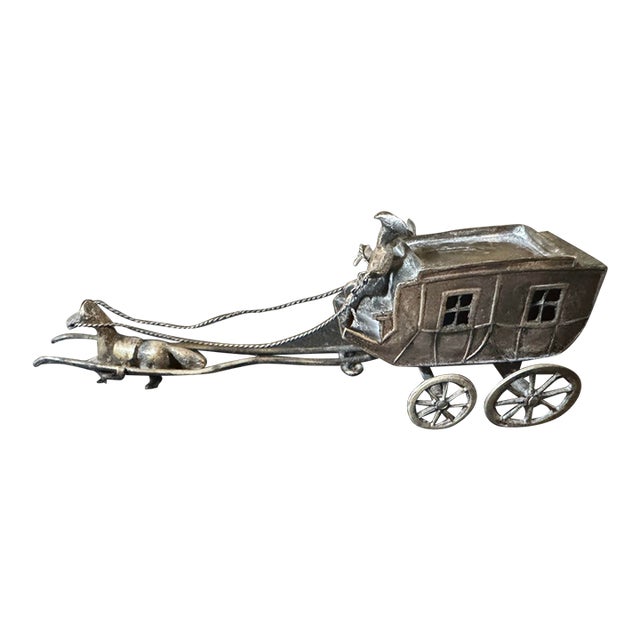 Vintage Dutch Silver Miniature Carriage and Horses For Sale