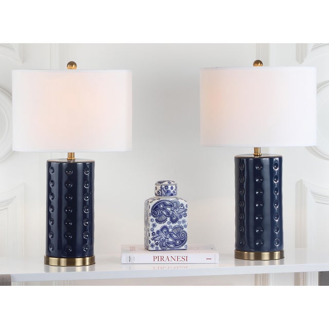 Navy Blue 26 Inch H Table Lamp in Navy - a Pair For Sale - Image 8 of 9