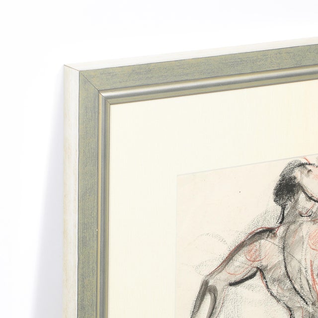 1940s Mid-Century "Boxers" Charcoal & Conte W/ Watercolor Signed Boris Lovet-Lorski For Sale - Image 5 of 10