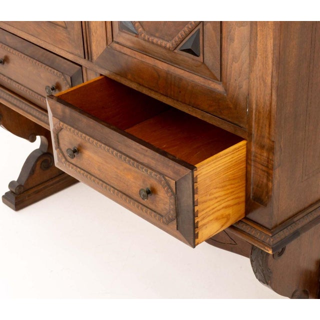 Brown Renaissance Revival Walnut Linen Press For Sale - Image 8 of 10