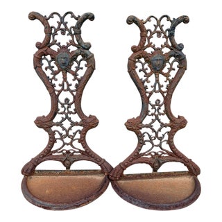 19th Century English Gothic Revival Cast Iron Wall Planters - A Pair For Sale