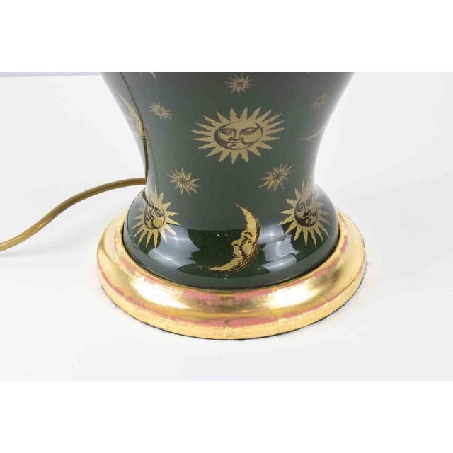 Vintage table lamp realized in Italy in 1960s. Wood, glass, brass and fabric. Very good condition. Up to 250V (Europe/UK...