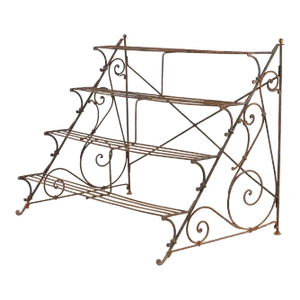 Scrollwork Four Tier Iron Plant Stand or Etagere, England Mid 20th Century