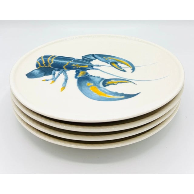 Fitz and Floyd Vintage Fitz & Floyd Cape Coral Home Blue Lobster Salad Plates- Set of 4 For Sale - Image 4 of 4