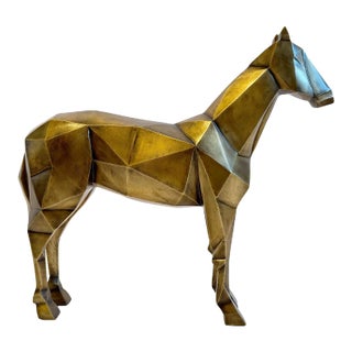 2000s Vintage Modern Cubism Equestrian Horse Sculpture For Sale