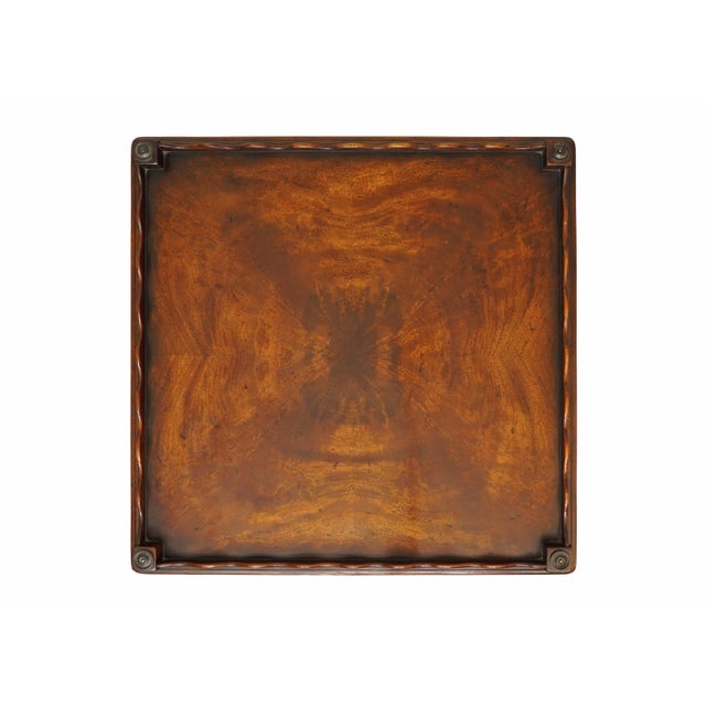 Brown Theodore Alexander Side Table With Storage Tooled Leather Tray Drawer For Sale - Image 8 of 10