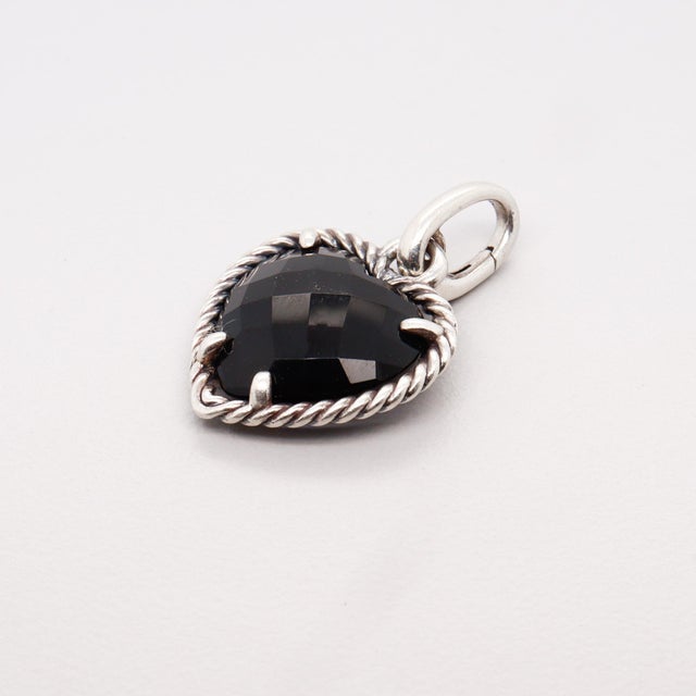 Metal David Yurman Sterling Silver & Onyx Figural Heart Pendant / Pendant Enhancer For Sale - Image 7 of 12