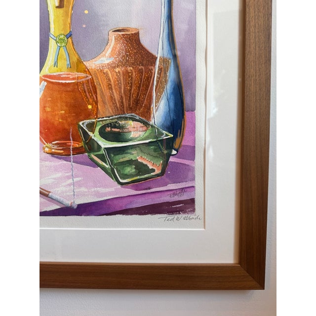 2020s Signed Still Life Watercolor Art in Walnut Frame For Sale - Image 5 of 9