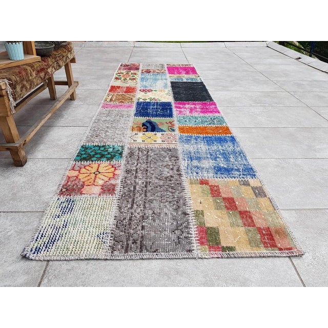 Black Decorative Wool Vintage Runner For Sale - Image 8 of 10