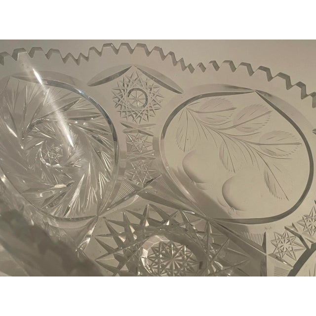 Glass Antique Cut Glass Bowl - Large 12" - Pear and Hobstar Pattern For Sale - Image 7 of 8