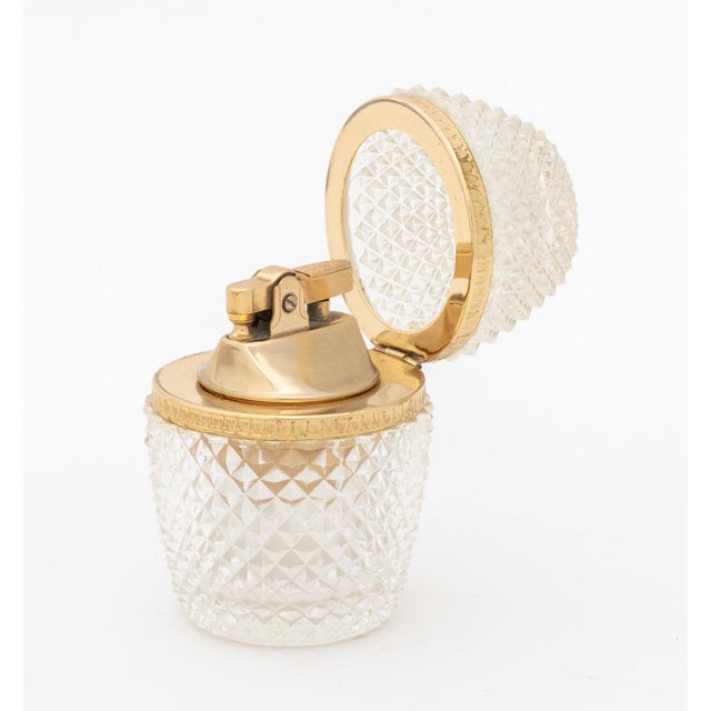 French Gilt Metal and Crystal Table Lighters, 5 For Sale - Image 4 of 8