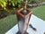 Black Vintage Palecek Hand-Painted Rattan and Wood Table Lamp For Sale - Image 8 of 10