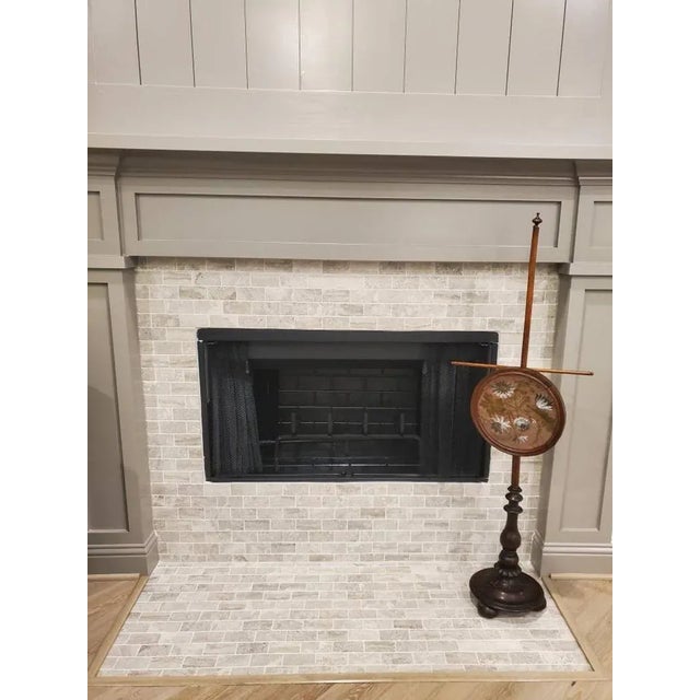 A fine Regency period pole fire screen, handcrafted in England, circa 1800. This wonderful example having an exceptionally...